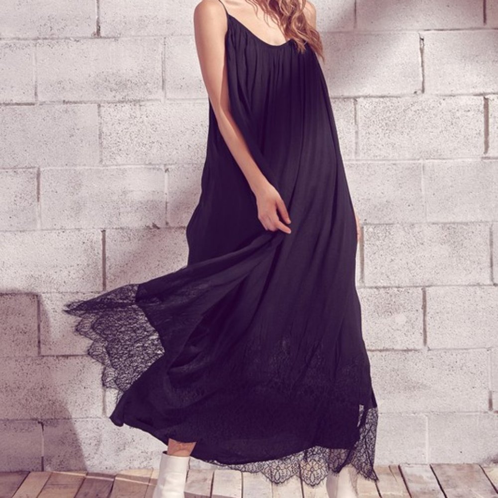 NWT Storia Black Lace Hem Maxi Dress - Picture 2 of 6